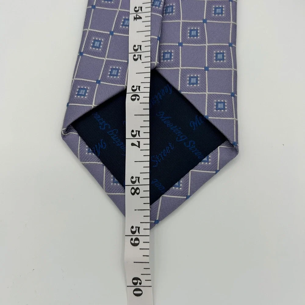 Meeting Street Necktie Geometric Mens OS Lavender 100% Silk Business Classic
